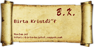 Birta Kristóf névjegykártya